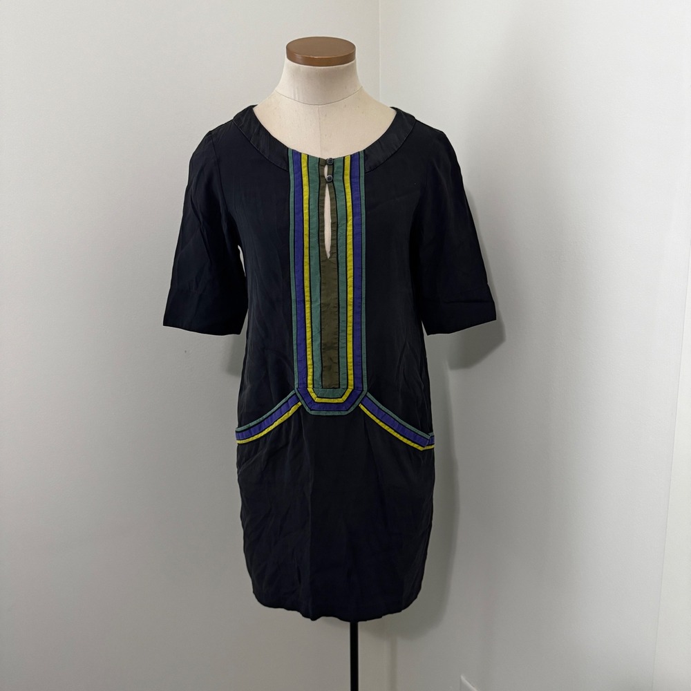 A Common Thread Small Black Silk Blend Mini Dress LDB Modern Chic